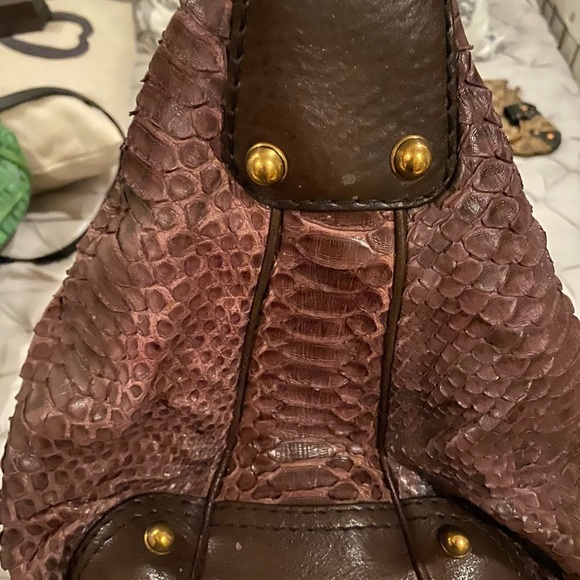 GUCCI PYTHON REAL SNAKE SKIN XL HORSEBIT HOBO HANDBAG BAG - Picture 4 of 7